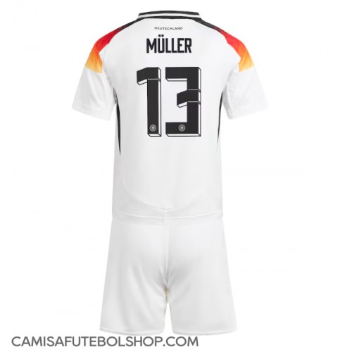 Camisa de time de futebol Alemanha Thomas Muller #13 Replicas 1º Equipamento Infantil Europeu 2024 Manga Curta (+ Calças curtas)